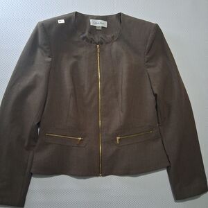 Calvin Klein Brown Blazer with Gold Accents